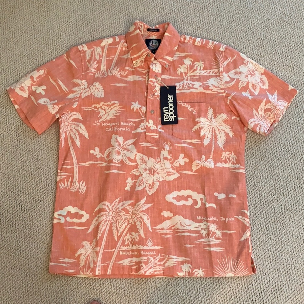 Reyn Spooner Orange Collared Shirt